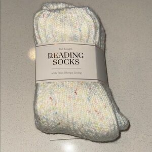 Reading Socks with Faux Sherpa Lining - Cream